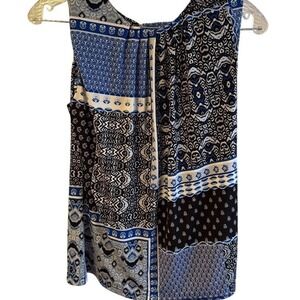 Calvin Klein Printed Matte Jersey Pleated Crew Neck Cami Small